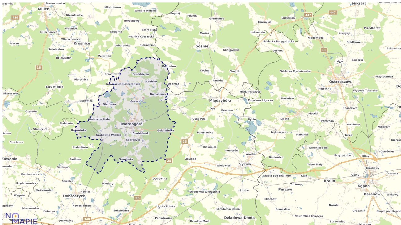 Mapa obszarów ochrony przyrody Twardogóry