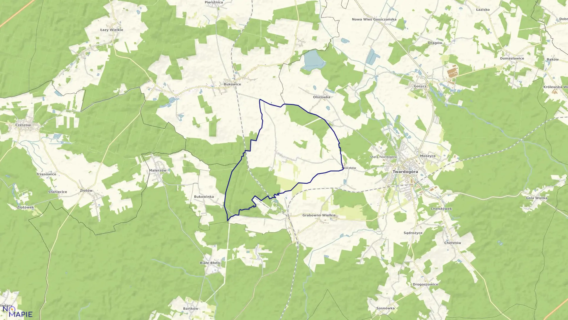 Mapa obrębu Grabowno Małe w gminie Twardogóra