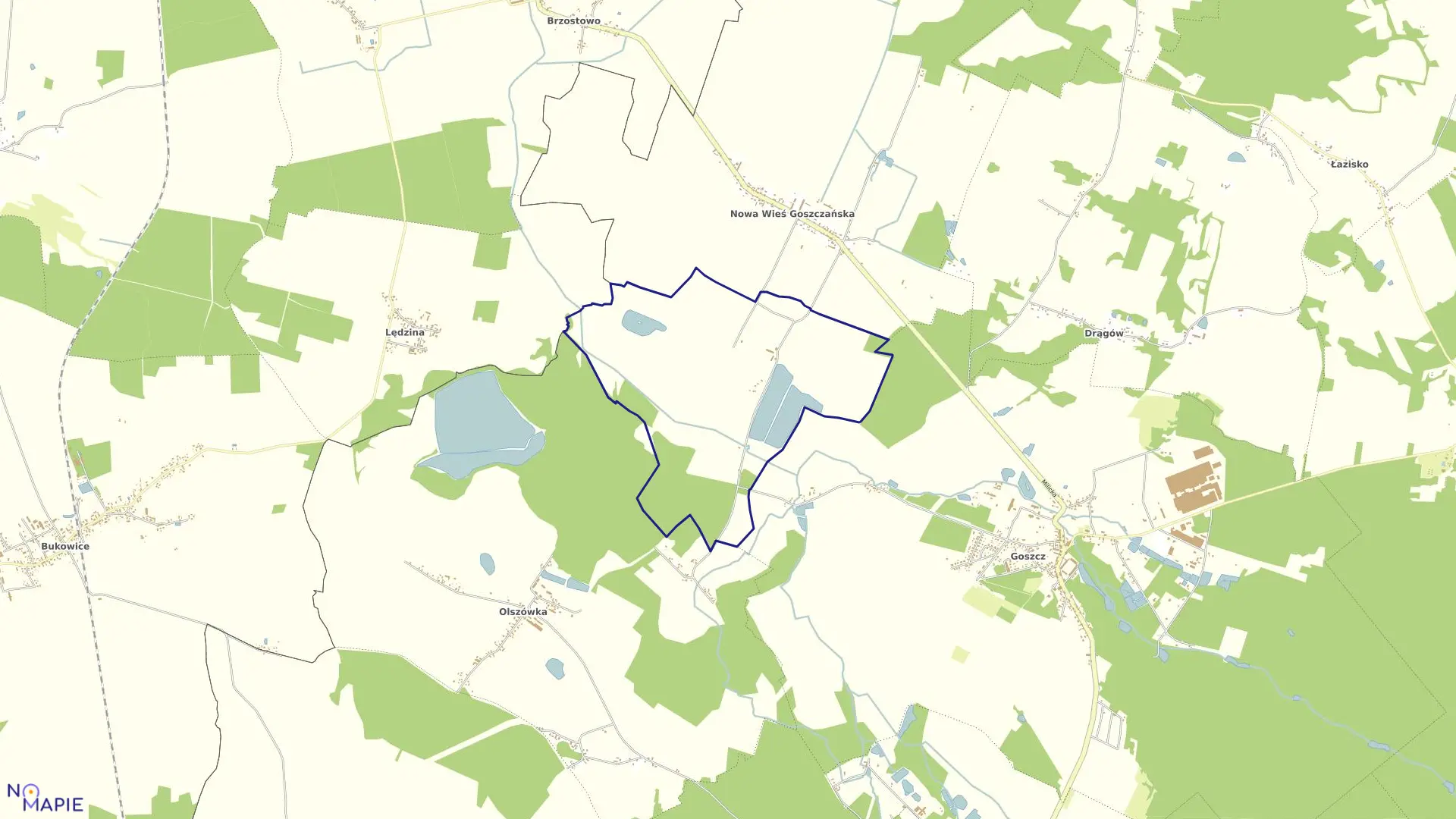 Mapa obrębu Kuźnia Goszczańska w gminie Twardogóra