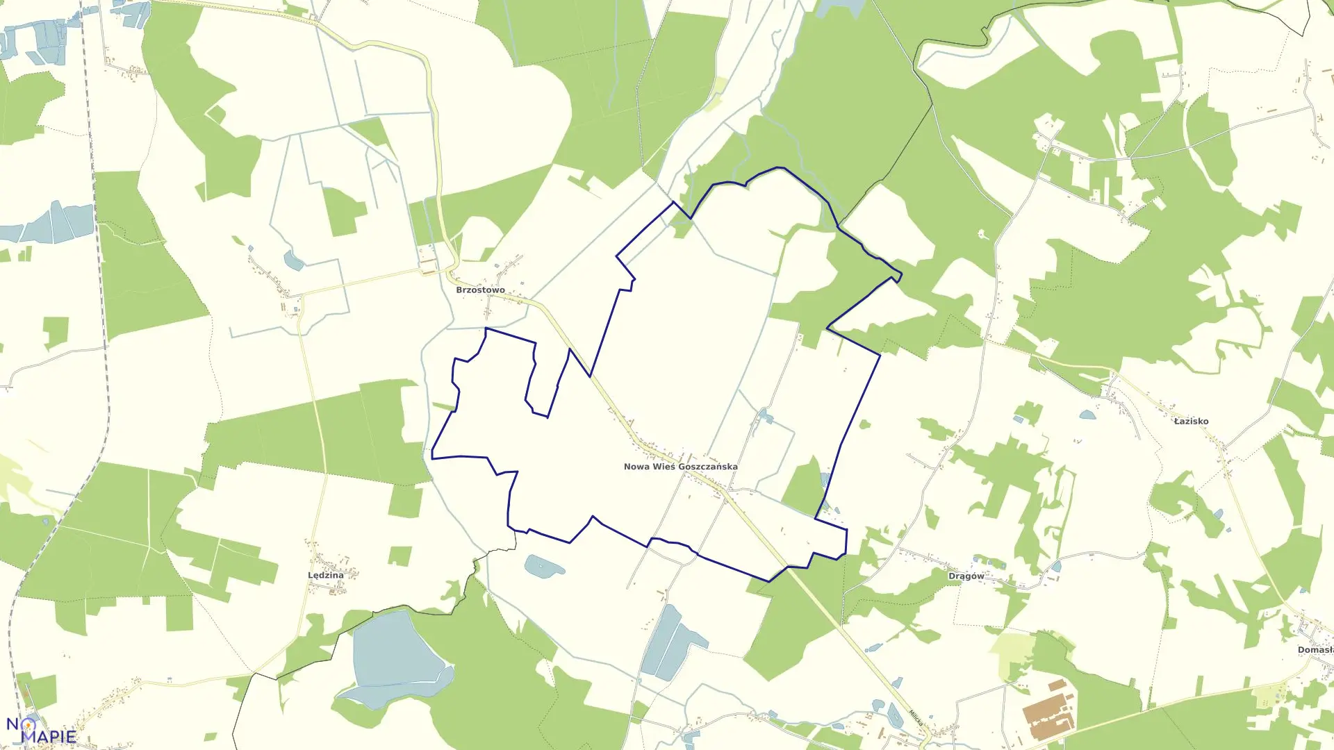 Mapa obrębu Nowa Wieś Goszcz. w gminie Twardogóra